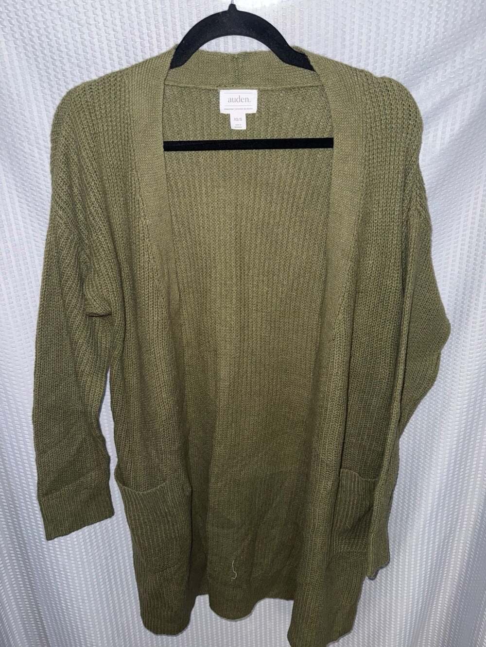 Auden Women's Olive Green Ribbed Longline Lounge Cardigan